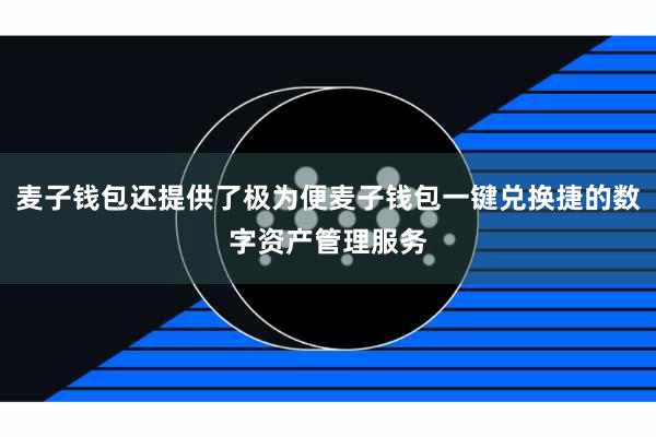 麦子钱包还提供了极为便麦子钱包一键兑换捷的数字资产管理服务